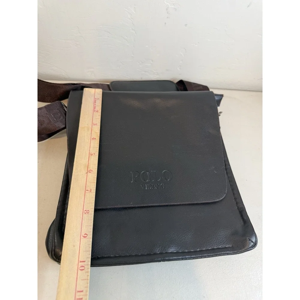 Polo Videng Leather Messenger Bag Men Shoulder Sling Crossbody Flap Briefcase